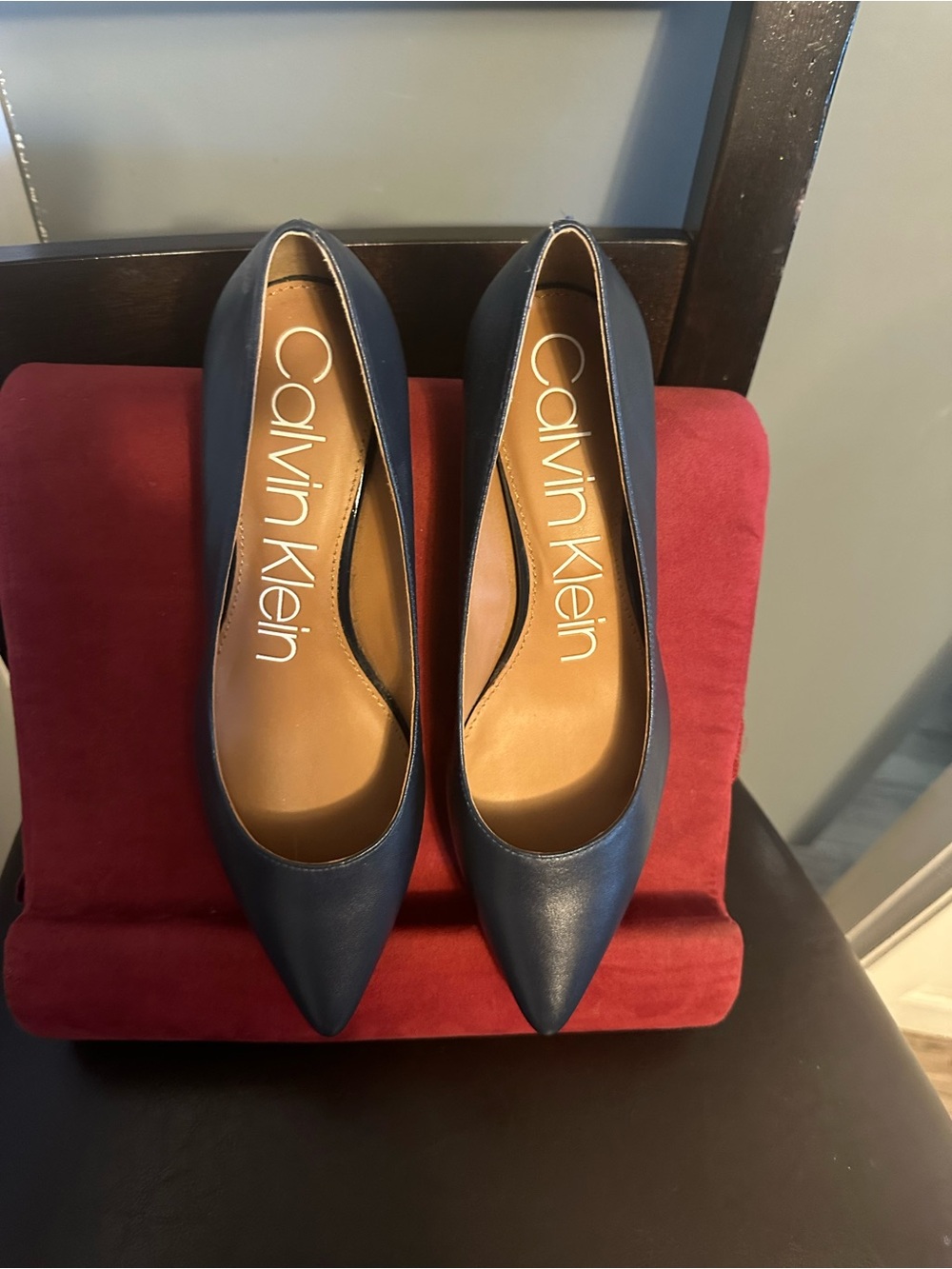 Calvin Klein Navy Pointed-Toe Women’s Heels 9